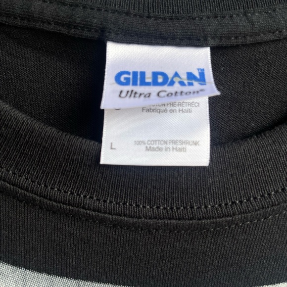 Tuxedo T-shirt. Size large black and white with red flower front print. - Picture 3 of 5